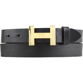 BELTINGER Hanna Women's Belt Made of Full Cowhide Leather, 3 cm, Slim Leather Belt for Women, 30 mm, Shiny Gold, Black, Gold