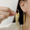 Gold Boho Linear Tassel Earrings for Women Exaggerated Long Fringe