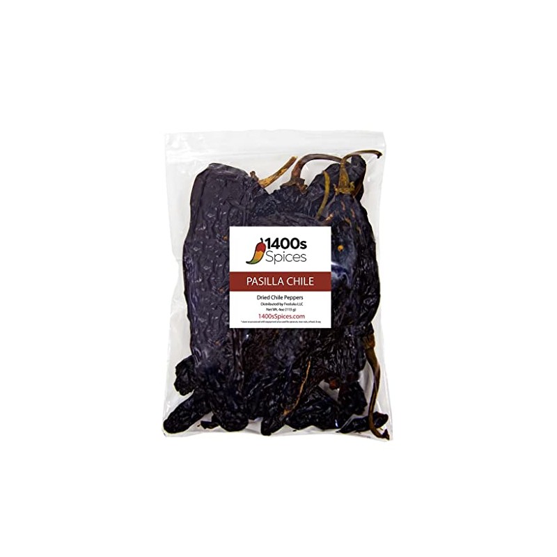 4oz Dried Pasilla Peppers, Chile Negro Chilaca Seco by 1400s