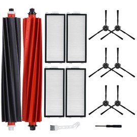 LOOHAOC 14-Piece Accessory Set Compatible with Roborock Qrevo Slim/Qrevo Master Robot Vacuums, 2 Main Brushes, 6 Side Brushes, 4 Filters, 1 Cleaning Brush, 1 Screwdriver