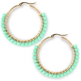 Aurstore Stainless Steel Hoop Earrings for Women Small Hula Hoop Trendy Jewelry Gifts for Women Girls Hypoallergenic and Multicolor, Stone