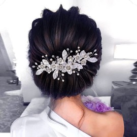 YouLaPan Bridal Hair Comb Wedding Headband Silver Jewellery Hair Clip Rhinestone (HP520) (Silver)