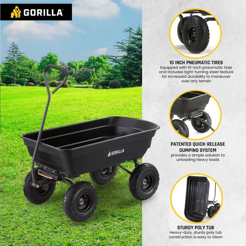 Gorilla Carts Heavy Duty Poly Utility Dump Wagon Garden Cart