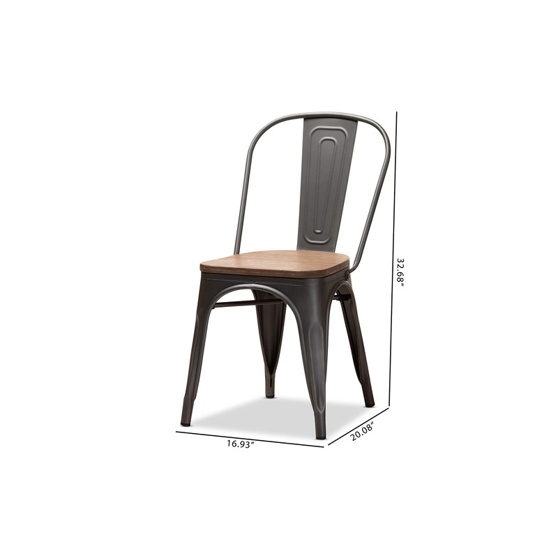 Baxton Studio Henri Vintage Rustic Industrial Style Tolix-Inspired Bamboo and