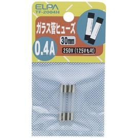 エルパ (ELPA) ガラス管ヒューズ 配線 保護 250V 0.4A 30mm 2個入 TF-2004H
