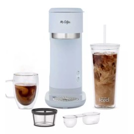 Mr. Coffee Iced Hot Single-Serve Coffee Maker w/ Reusable Tumbler & Nylon Filter