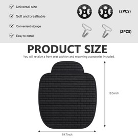 MUQIDA Car Seat Cover for Front Seats, Comfortable Linen Seats Cushion Pad Mat with Storage Pockets, Anti-Slip Breathable Bottom Front Seat Cover Protector for SUV Truck Van (Black)