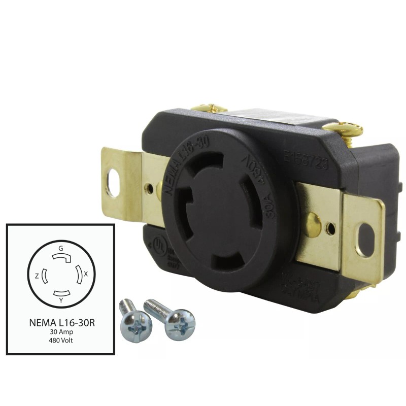 AC WORKS® 30 Amp 3-Phase 480 Volt NEMA L16-30R DIY