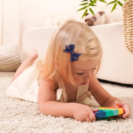 YHXX YLEN Hair Bows for Girls 10 PCS Fully Lined Navy Blue Snap Hair Clips Tiny 2" Grosgrain Stitch Edge Alligator Clips for Baby Girls Infants Toddlers in Pairs