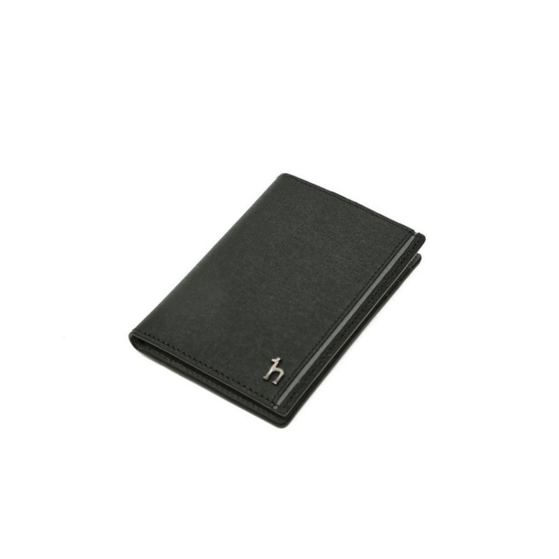 Hazzys Men's Accessory Black Contrast Point Leather Card Wallet HJHO6F336BK