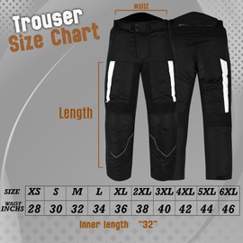 Hive Moto Motorcycle Pants for Men Women Armored Cordura Motocross Touring Motorbike Protection Trouser Waterproof (US, Waist Inseam, 28, 32, White)