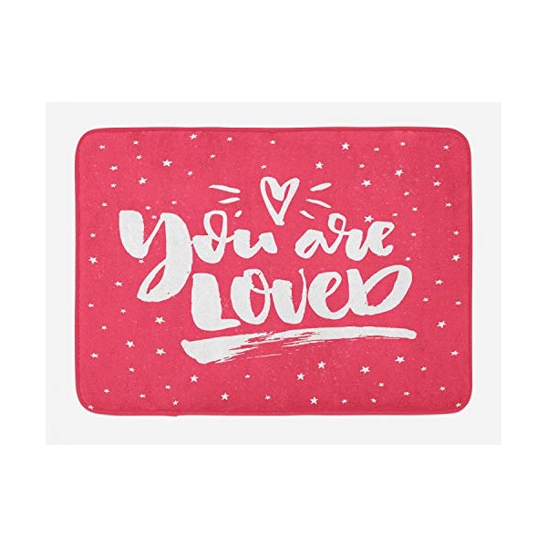 Ambesonne You are Loved Bath Mat, Bold Scribble Style Words