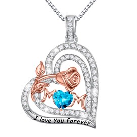 Iefil Necklace Gifts for Mom - Gifts for Mom November Birthstone Necklace Birthday Gift, Mama Necklaces for Women Mama Gift to be Birthstone Jewelry Blue Topaz Necklaces Mother