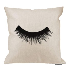 HGOD DESIGNS False Eyelash Throw Pillow Case Shell Decorative Pillowcase for Sofa Room Bed 18 X 18 Inches Cotton Linen