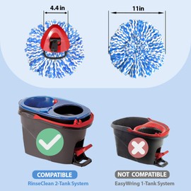 Spin Mop Replacement Head for O-Ceda RinseClean 2 Tank System, Microfiber Mop Refills, Easy to Replace, Include 3 Cedar Mop Replace Heads, 1 Extra Mop Replacement Base