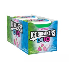 ICE BREAKERS DUO Watermelon Flavored Sugar Free Breath Mints, 1.3 oz Tins (8 Ct)