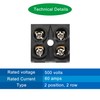 MECCANIXITY Terminal Block 500V 60A Dual Row 2 Positions Screw
