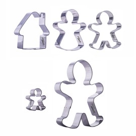 CULIMI Ausstechformen Lebkuchen - 5 Stück Set Plätzchen Ausstecher Lebkuchenpuppe Lebkuchenhaus Lebkuchenmann Edelstahl