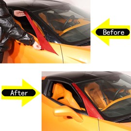 Front Windshield A-pillar Cover Trim Compatible with Corvette C7 Stingray 2014-2019 Soft Carbon Fiber 2PCS Windshield Side Panel Molding Cover Trim Accessories (Red Carbon)