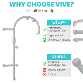 Vive Cane Massager - Hook Massage Stick for Back, Foot, Neck Muscle, Shoulder, Lower Body, Hand, Leg - Self Trigger Point Acupressure Deep Tissue Therapy - Myofascial Release Tool for Women & Men
