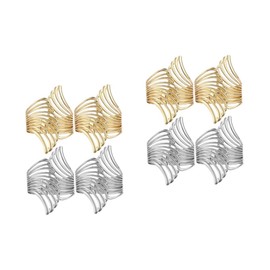 minkissy 2sets Silver Bangle Bracelet Fashion Jewelry Hollow Design Luster 4pcs*2