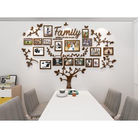 Family Tree Photo Frame Stickers for Wall DIY 3D Tree Wall Stickers Living Room Tree Wall Sticker Tree of Life Wall Art for Living Room Wall Decorations for Bedrooms (207x146cm, Brown)