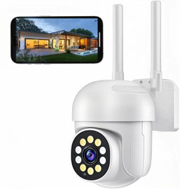 2K HD Security Camera Outdoor with 360° Pan-Tilt Motion Tracking, Home Camera Surveillance Exterieur, Wireless 2.4G WiFi Wired Security Camera, Full Color Night Vision, 2-Way Audio, Waterproof