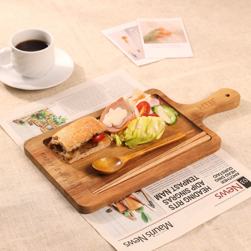 HTB HTB-ACBM1 Wooden Handle Cutting Board Square Cutting Board Natural