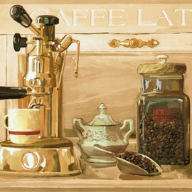 CONCORD WALLCOVERINGS ™ Wallpaper Border Vintage Pattern Coffee Machine Mags Coffe Beans for Kitchen Cottage Farmhouse, Beige Brown, 15 ft by 8.7 in DB3616B