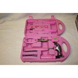 PrimeTrendz Carbon Steel 30 Pieces Pink Tool Set Kit Perfect For Heavy Duty Jobs (BONUS Portable Box Case)