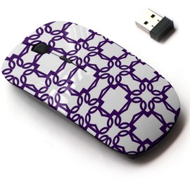 2.4G Wireless Mouse with Cute Pattern Design for All Laptops and Desktops with Nano Receiver - Dark Purple Luxury