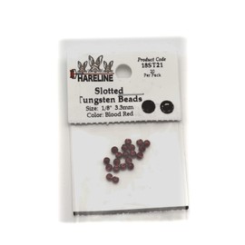 Hareline Slotted Tungsten Beads #21 1/8'' (3.18mm) Blood Red