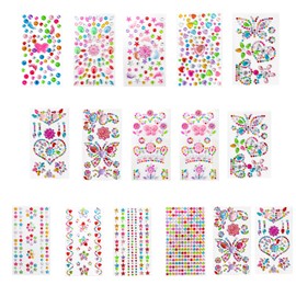SRJQXH Colourful Rhinestones, 16 Sheets, Glitter, Colourful Rhinestones, Animal Rhinestones, Rhinestone Stickers for Handbook, Painting, DIY Decoration