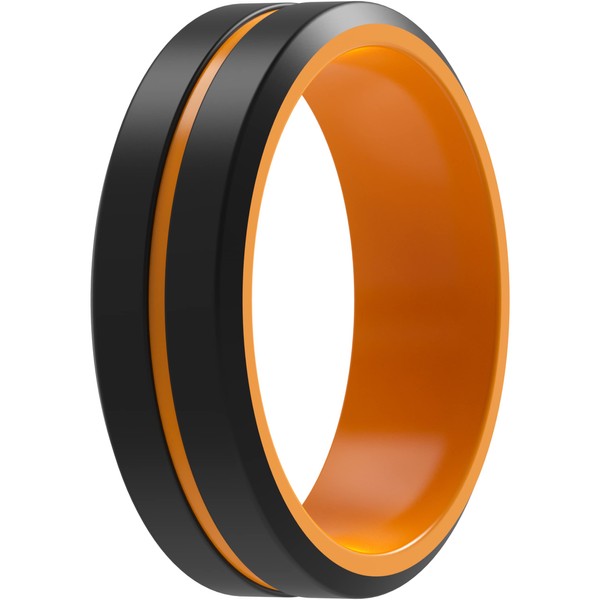 ThunderFit Silicone Wedding Rings for Men 2 Layers, Beveled Edge
