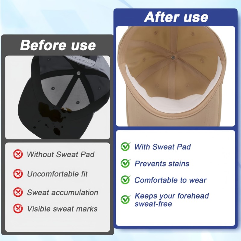 FUNNTY 100 Pcs Hat Sweat Liner Golf Absorbent Sweat Pad