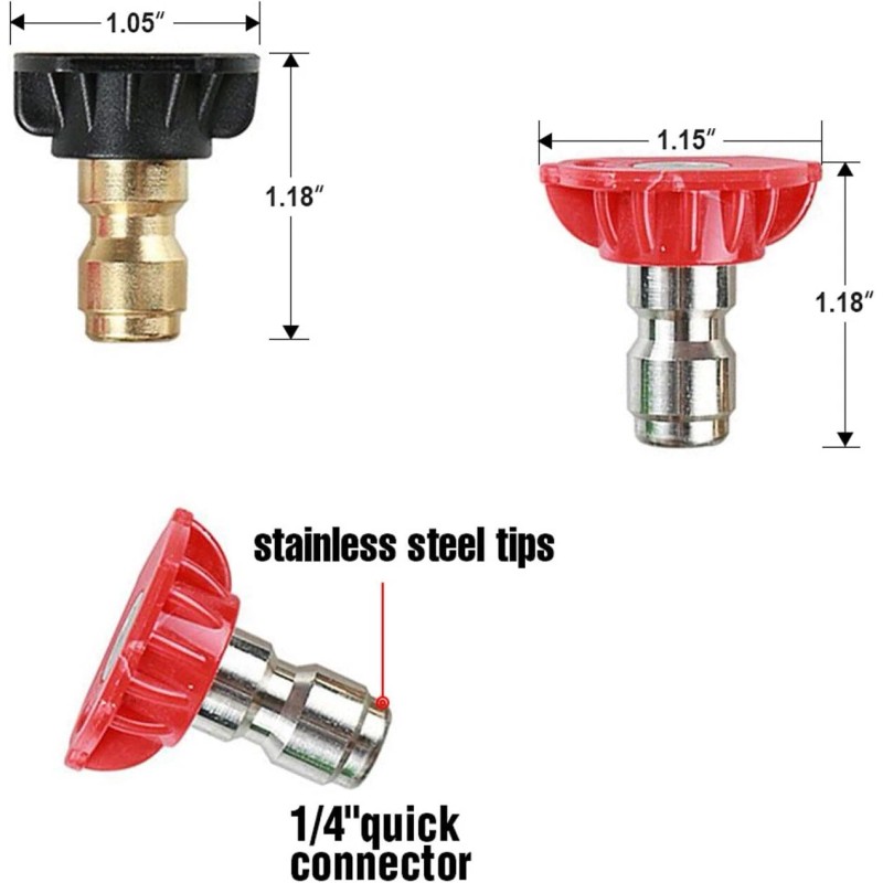 JANSAMN 5Pcs 2.5 Orifice Pressure Washer Nozzle Tips Set 4500