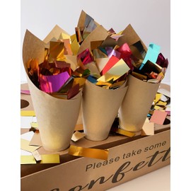 LARGE Metallic Confetti – Jumbo Mylar Rainbow Foil Confetti Bag Perfect for New Years, Surprise Parties, Birthdays, Photoshoots, Engagements & Weddings (300 Grams, Over 7,500 PCS) by JPACO