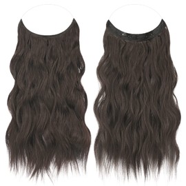 FESHFEN Secrets Hair Extensions, Long Wavy Hair Extensions, Invisible Secret Hair Extensions, Synthetic Hair, Invisible Hairpieces for Women, 40 cm, Black Brown