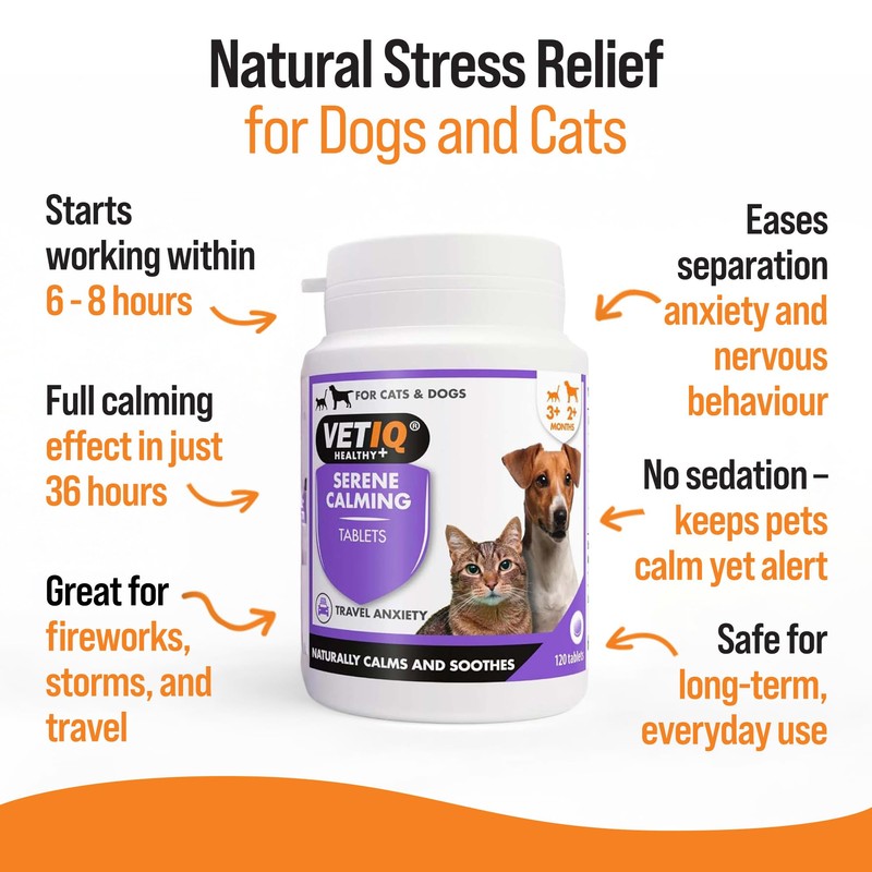 VETIQ Serene Calming Tablets for Cats & Dogs, Helps with
