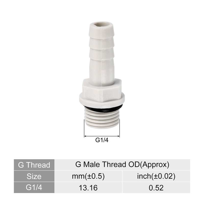 PATIKIL Hose Barb Fitting Straight 9mm Barbed G1/4 Male Thread,