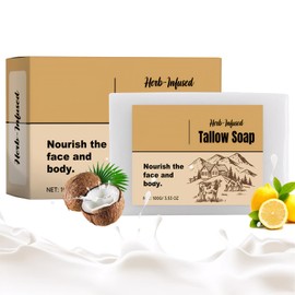 Beef Tallow Soap, Beef Tallow Soap For Skin, Handmade Organic Beef Tallow Soap Bar, Beef Tallow Skin Care, Moisturizing Tallow Soap for Dry Skin 100g for Even Skin Tone and Bright Skin Tone