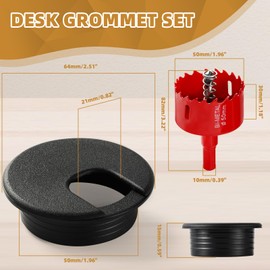 XIOGZAXI Desk Grommet 2 Inch (50 mm) 10 Pieces, Desk Hole Cover for Cables Black, Desk Hole Grommet ABS Plastic, Desk Cord Hole Cover with Hole Saw for Wires Cables Through The Countertop by XIOGZAXI
