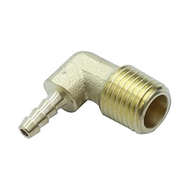 HongBoW Hardware 2 Pcs Brass Hose Barb Fitting 90 Degree Elbow Adapter 3/16" Barb x 1/4 NPT Male Pipe Water/Fuel/Air