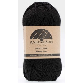 [ Set of 3 Small Gorgeous Skeins ] Alpaca Yarn Blend [ Umayo ] [ DK ] #3 (5.25 Ounces/150 Grams Total) Lovely and Soft to Enjoy Knitting - Crocheting - Weaving [ Black ]