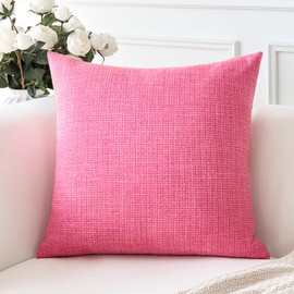 Artscope Linen Cushion Covers Set of 1 Decorative Square Pillowcase Pillow Cover 22x22 Inch for Home Decor Sofa Bedroom Car 55x55cm Rose Pink