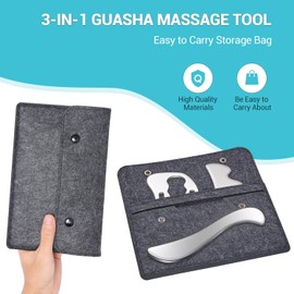 Ricyea 3 Pack Gua Sha Stainless Steel Set, Gua Sha Scraper, Muscle Fascia Tool, Massager for Body & Face, Ideal for Muscle Relaxation, Cellulite & Lymphatic Drainage