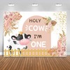 Sensfun Holy Cow I'm One Birthday Backdrop Boho Pampas Floral