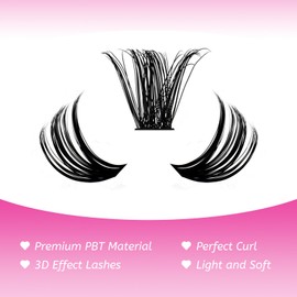 Fadlash Cluster Eyelash Extensions, Individual Eyelashes, 60D, 0.07 C Curl, 15-20 mm Extensions, 200 Pieces, DIY Eyelash Extensions at Home