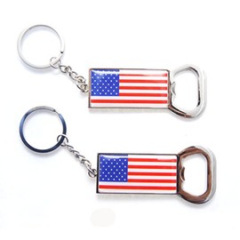 New York NYC NY Keychain Metal Key Ring & Bottle Opener USA Flag NYC Souvenir Gift (Pack 2)