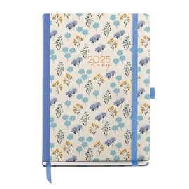 Miquelrius Daisies 2025 Year Planner, 155 x 213 mm, Week to View, Laminated Card Cover, Spiral Bound, Elastic Closure, 80gsm Paper, Spanish, English and Portuguese